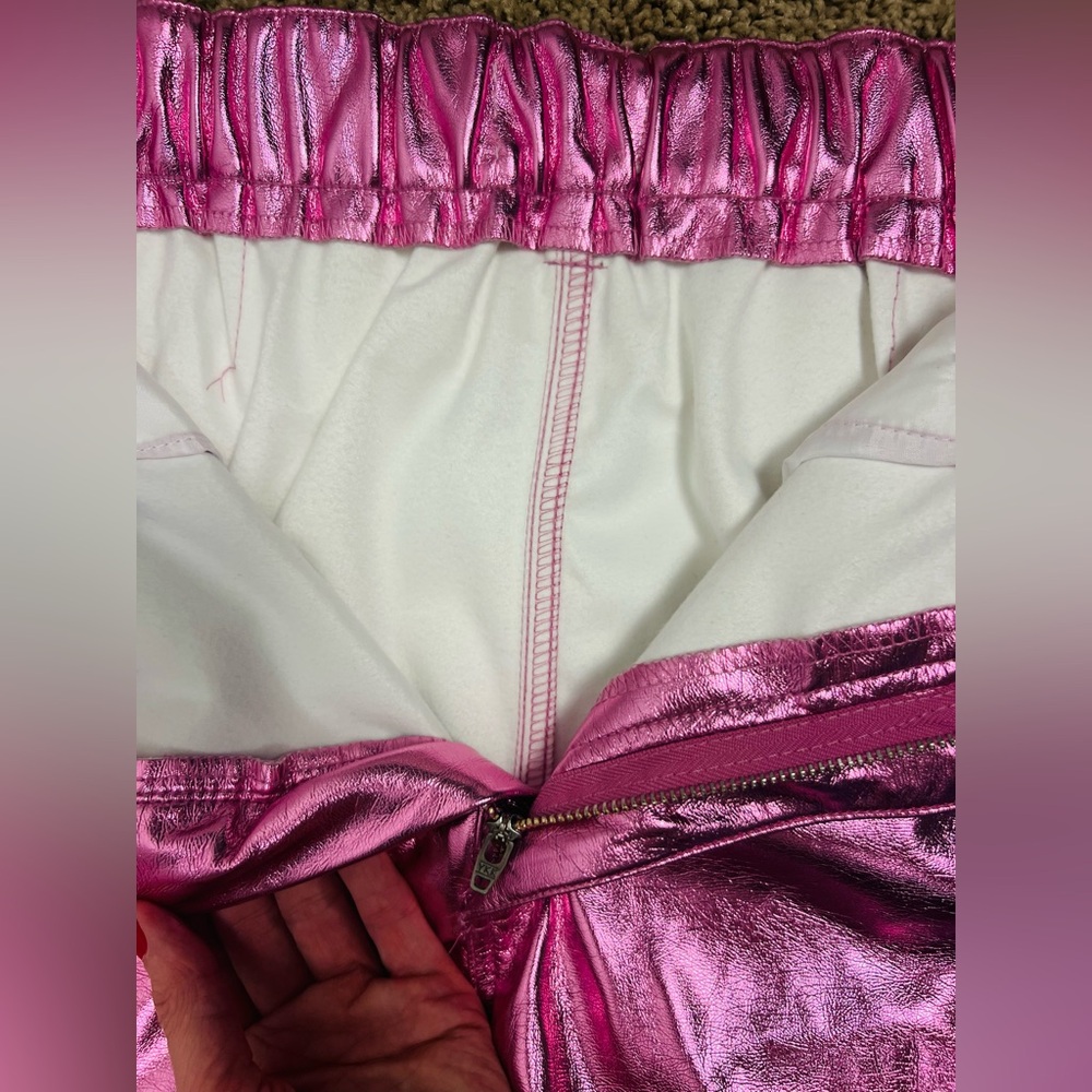 Pink Metallic High-Rise Cargo Pants – Lined, Fits Like L - Picture 8 of 16